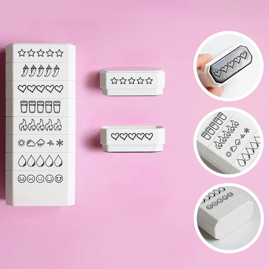 Tampon scrapbooking pour carnet créatif, bandes de notation (étoiles, cœurs, niveaux)