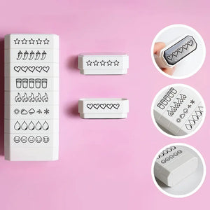 Tampon scrapbooking pour carnet créatif, bandes de notation (étoiles, cœurs, niveaux)
