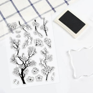 Planche de tampons Printemps scrapbooking en silicone avec encreur et bloc acrylique