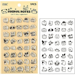 Tampon silicone scrapbooking, planche transparente animaux kawaii