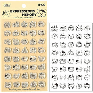 Tampon silicone scrapbooking, planche transparente expressions kawaii